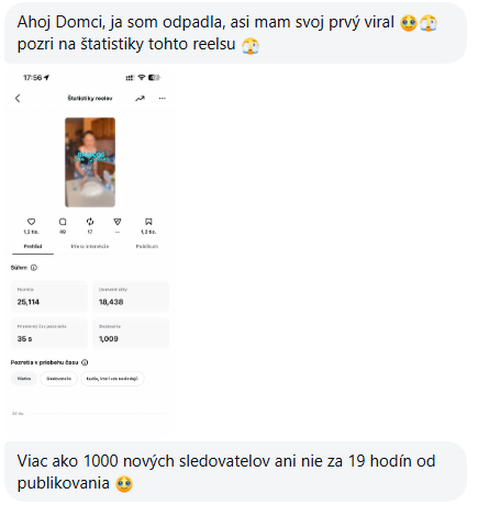 Správa od klientky po spolupráci – referencia 3