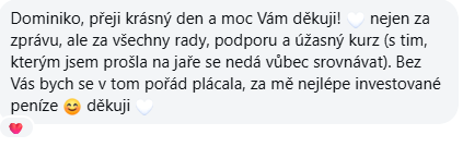 Správa od klientky po spolupráci – referencia 5